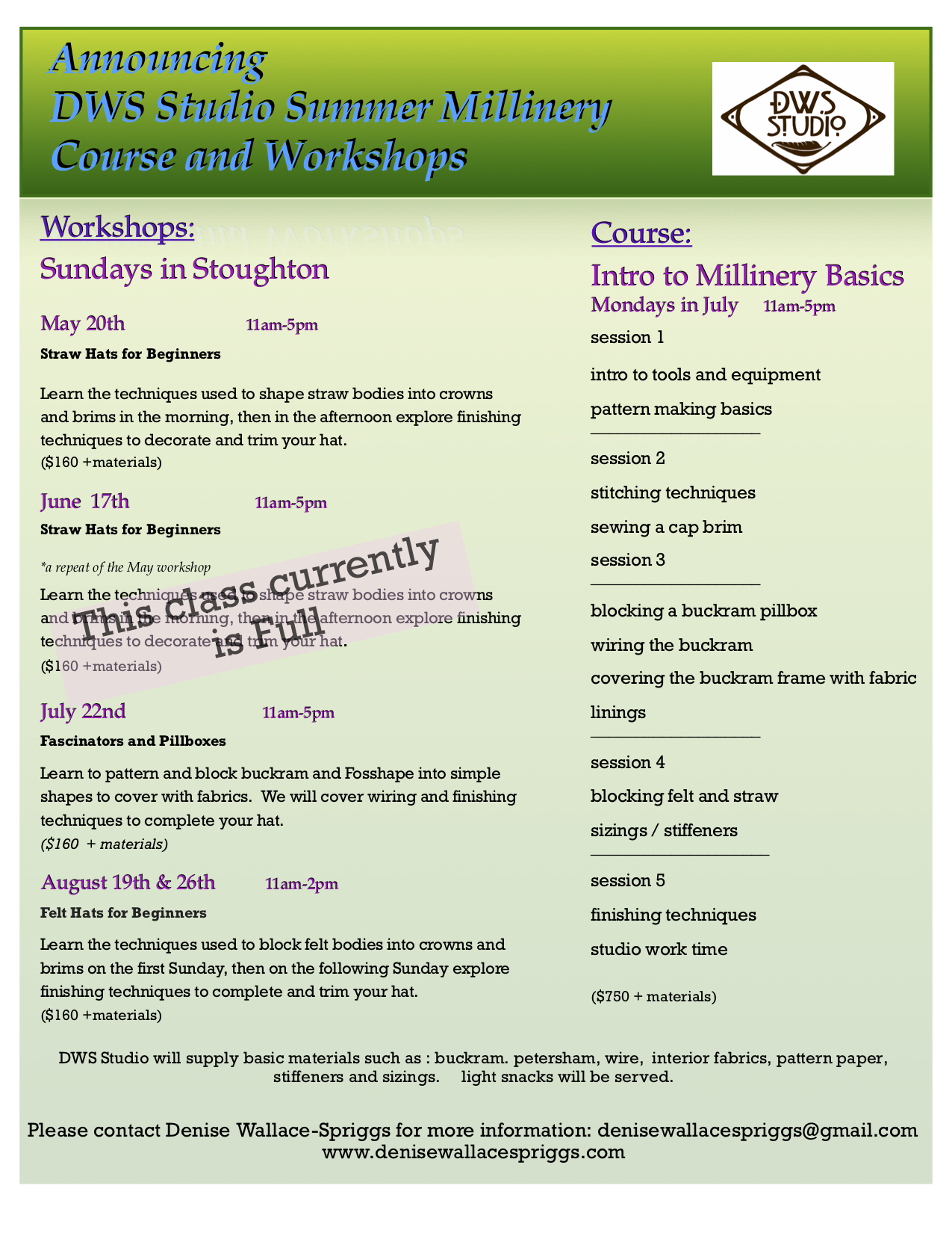 flyer- Summer workshops DWS full